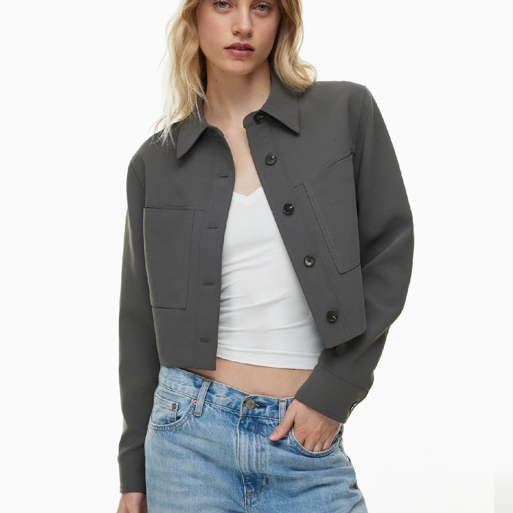 NWT ARITZIA Wilfred Little Cropped Jacket, Dark Olive - M - Picture 4 of 5